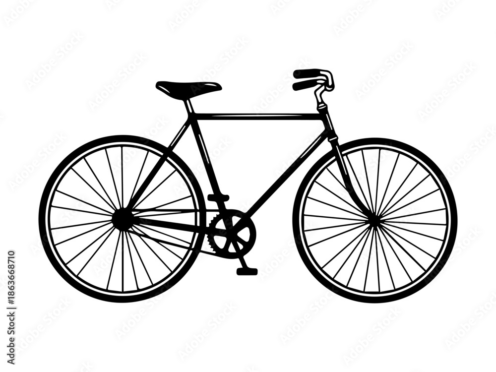 Fototapeta premium Black and white vector illustration of bicycle
