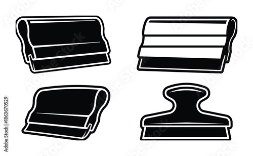 Vector illustration featuring screen printing squeegees. Great for printing, graphic design, and textile projects.