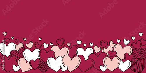 A charming array of white and pink hand drawn hearts forms a delightful bottom border design