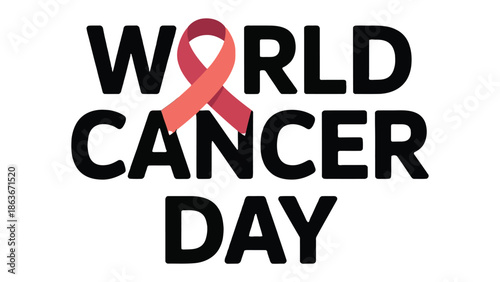World Cancer Day: Raising awareness for a day dedicated to fighting against the disease, with an encouraging ribbon, symbolizing solidarity and hope.