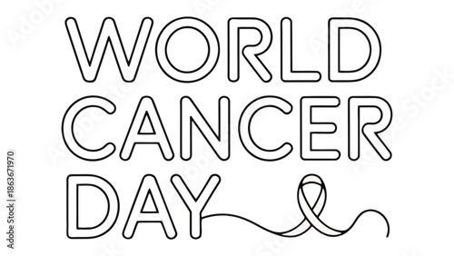 World Cancer Day: A poignant graphic, the words World Cancer Day are intertwined with a symbolic ribbon, creating a powerful visual reminder of the ongoing fight against cancer.