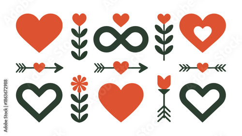 Love and floral pattern: A beautiful artwork pattern that showcases love symbols intertwined with floral elements, expressing concepts of affection, growth, and eternity.