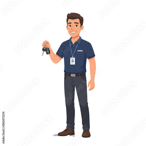 Professional Security Guard Holding Key - AI Generated