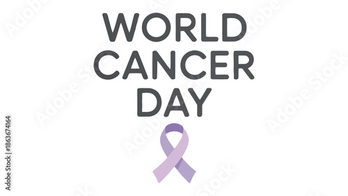 World Cancer Day Awareness: A graphic design dedicated to raising awareness for World Cancer Day, featuring the date and a symbolic ribbon, embodying hope, support.