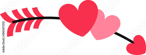 Cupid arrow through two hearts