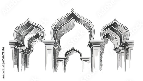 Ornate Architectural Arches: An elegant and detailed illustration of architectural arches, showcasing intricate design and symmetry.