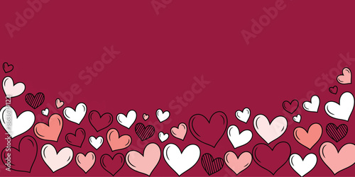 A lovely scattered arrangement of hand drawn hearts creates a charming decorative border for events