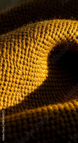 Soft golden sunlight illuminates the dense weave of a textured blanket, creating a soothing and comfortable atmosphere perfect for relaxation, interior, fabric, cozy