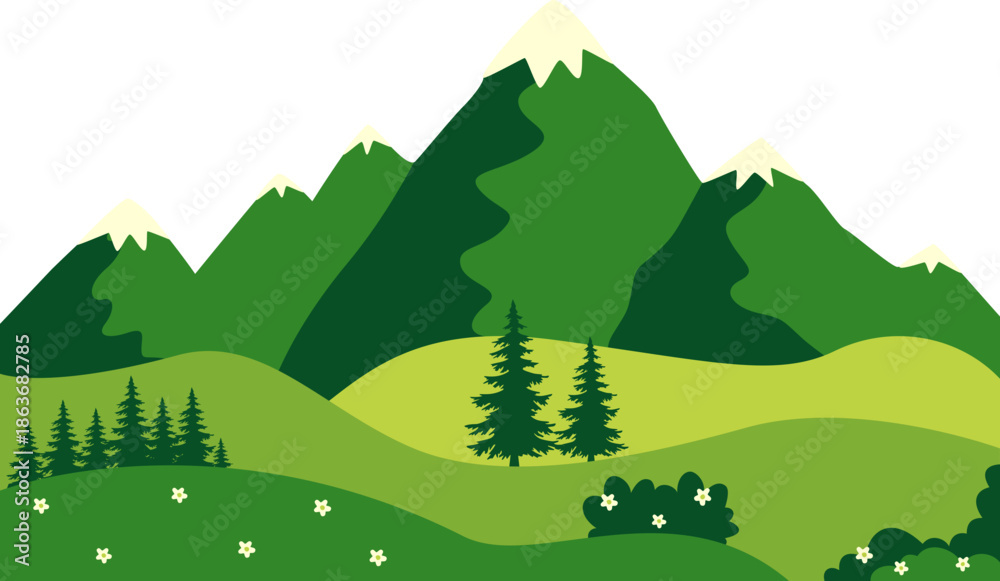 Obraz premium Green mountain landscape with trees