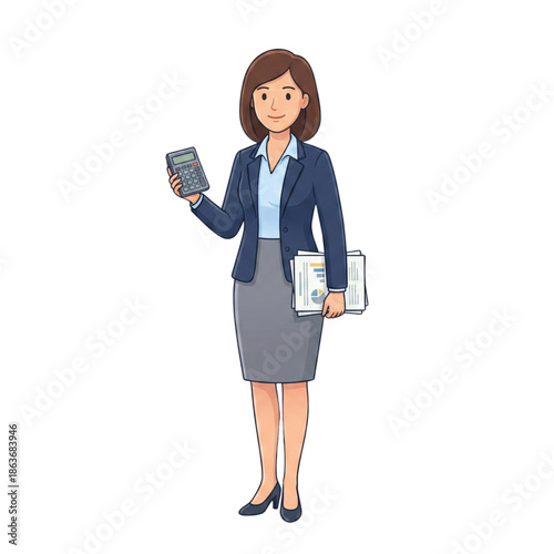Office Worker Holding Smartphone and Business Documents - AI Generated
