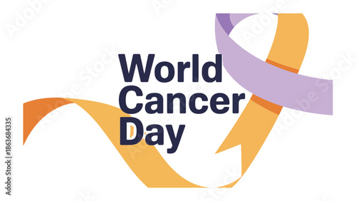 World Cancer Day Awareness: Symbolic ribbon signifies solidarity and remembrance, this impactful design delivers a strong message of awareness, support, and hope.