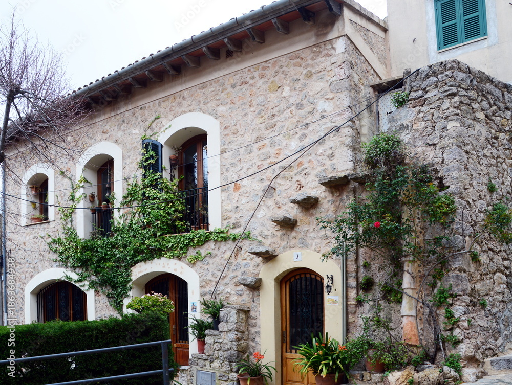 Fototapeta premium Historical Building in the Old Town of Valldemossa on the Island Mallormca