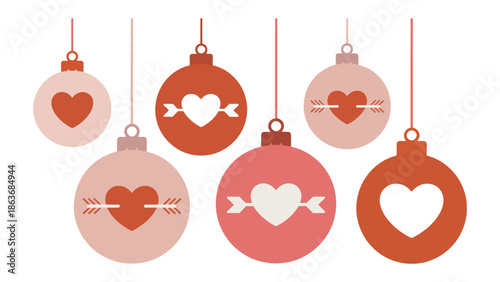 Valentine's Day Ornament: A collection of charming Valentine's Day ornaments, each adorned with a heart and an arrow piercing through, evoking feelings of love and affection.