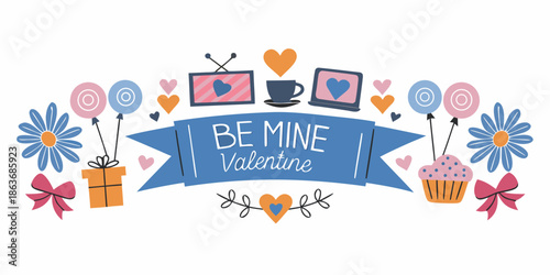 A charming valentine s day illustration with hearts gifts and sweet treats