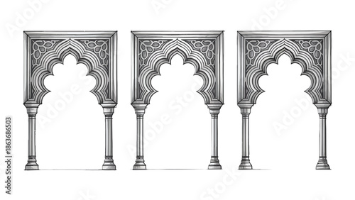 Elegant Arches in Architectural Harmony: A stunning display of intricately carved arches, a testament to timeless architecture and artistic mastery.