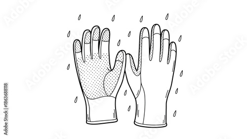 Rainy day gloves: linear design of protective handwear in rain
