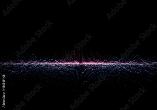 Dark abstract visualization of conceptual frequency waves fading into an empty void, representing potential data or unknown patterns, wave, rhythm, texture