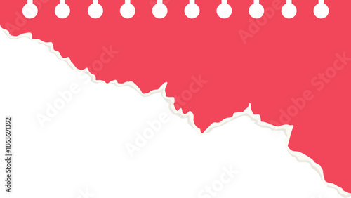 Red torn paper notebook background