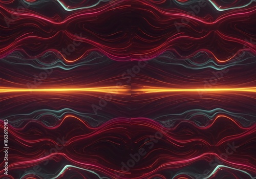 Seamless digital background featuring an endless, flowing pattern of abstract light and dark structures creating a modern, rhythmic loop, energy, wave, symmetry