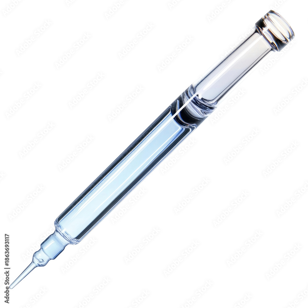 Naklejka premium Detailed Transparent Pipette with Precision Tip Isolated Against a Black Background