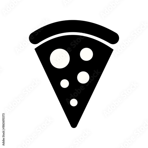 Pizza slice vector silhouette with cheese circles icon