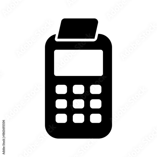 POS terminal silhouette vector for payment and finance icons