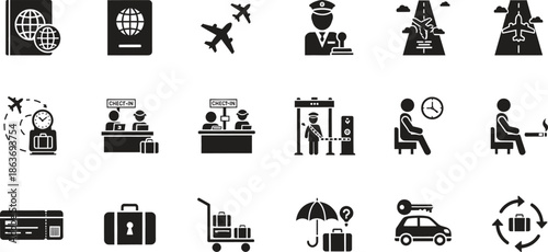 Airport Travel Icons Set