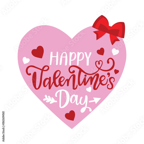 Elegant Happy Valentine’s Day Heart Theme Vector Design Isolated on White