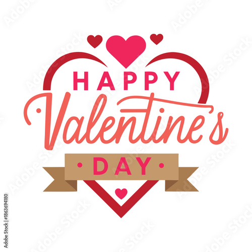 Elegant Happy Valentine’s Day Heart Theme Vector Design Isolated on White