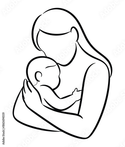 Mother holding her newborn baby illustrates the tender bond of maternal.