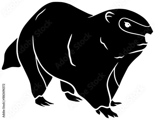 wildlife illustration groundhog silhouette animal logo rodent icon nature outline marmot cute mammal wild brown furry ground fur grass shape standing vector graphic background
