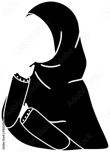 hijab illustration woman silhouette muslim logo young icon girl outline female arab happy business arabic beautiful person people islam shape cartoon vector graphic background