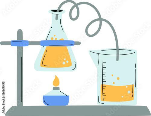 Chemistry experiment with lab equipment
