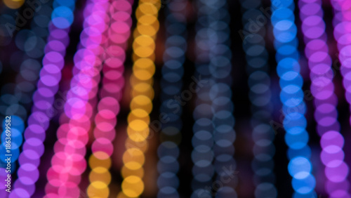 Flashing Neon Radiance Along With Lively LED Pillars Evoke Futuristic Moods, Radiant Neon Streaming Lights Combined With Vibrant LED Columns Evoke Sense Of Future Technology And Innovation