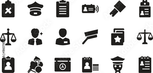 Law Enforcement and Justice Icons Set
