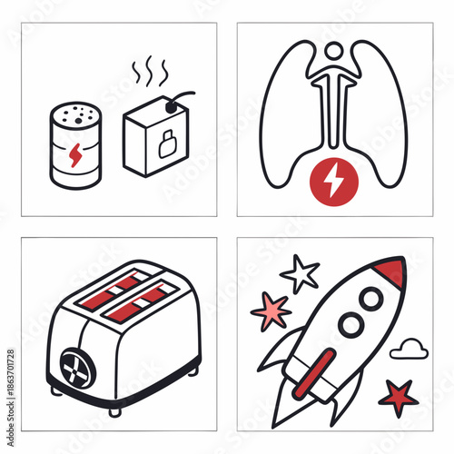 6 Minimal Abstract Icons of Bread and Toast for Bakery Design