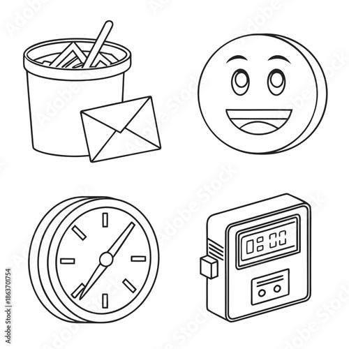 Minimalist Food Container Icon Set Abstract Storage Symbols