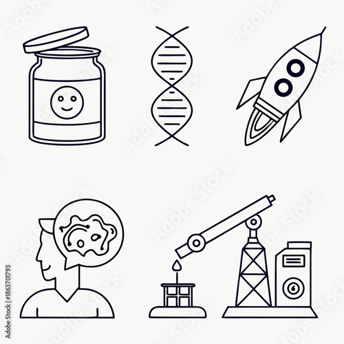 Minimalist Glass Jar Icons Abstract Food Storage Set