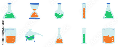 Set of Chemistry lab glassware icon