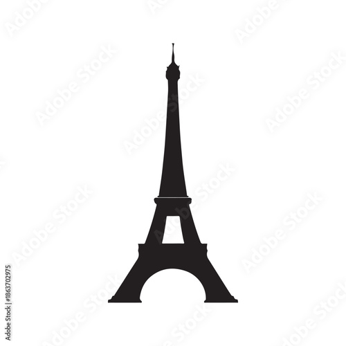 Eiffel tower at Paris of France silhouette icon vector illustration on white background