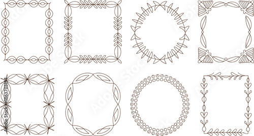 Six decorative frames with intricate floral and geometric patterns in black and white