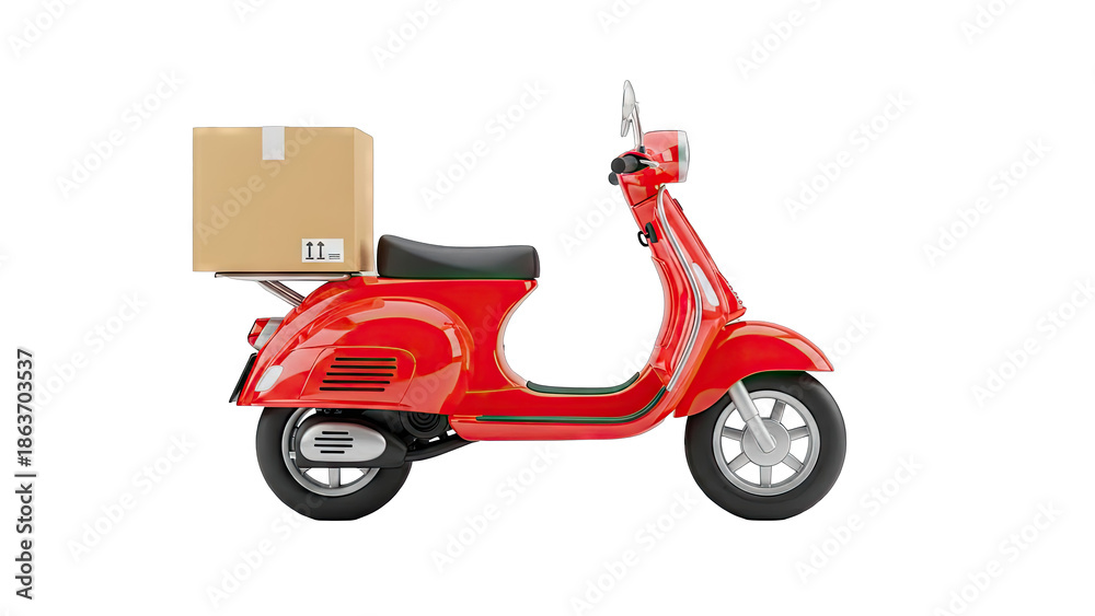 Obraz premium Red Scooter with Package