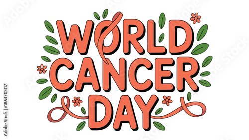 World Cancer Day: A vibrant illustration promoting awareness and support for the cause, conveying a message of solidarity and hope.