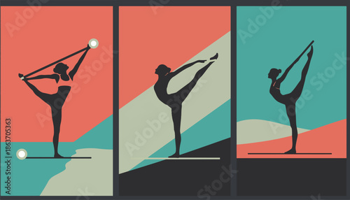Yoga Pose Vector Illustration Set - Flat Colorful Style