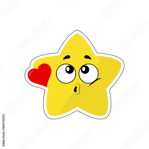 Cute whistling star with heart