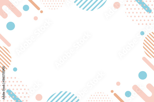 パステルカラーの幾何学フレームイラスト