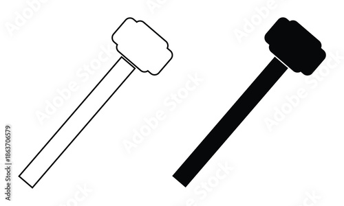 Hammer icon. Sledge hammer vector icon. Hammer black silhouette vector icon. Hammer icon in trendy flat style design. Heavy hammer symbol.