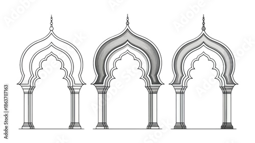 Architectural Grace: Intricate arched structures showcasing the elegance and detail of classical architectural design. This image captures the timeless beauty of form and structure.