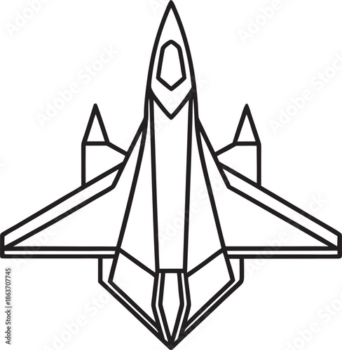 Stylized Line Art Illustration of a Futuristic Fighter Jet Aircraft