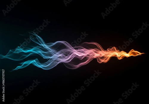 Ethereal wisps of soft, glowing light trace blurred, spectral forms in an infinite dark void, symbolizing deep mystery and intangible existence, invisible, swirl, concept